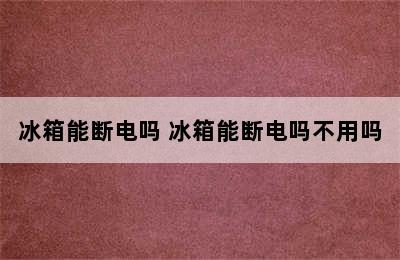 冰箱能断电吗 冰箱能断电吗不用吗